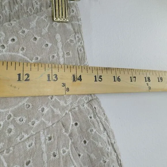 Sundance Menara Culottes Cropped Pant Size PS Linen Blend Embroidered Eyelets - Picture 6 of 10